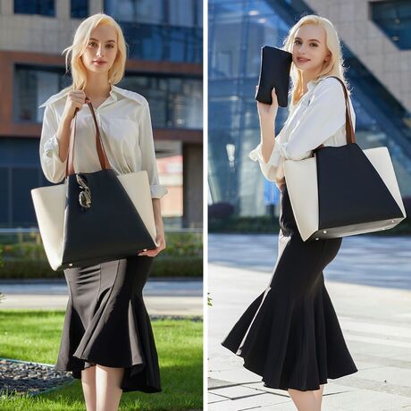 Γυναικείo σετ τσάντα ώμου/χειρός φορητού υπολογιστή Lovevook 15,6'' WB3269 white/black