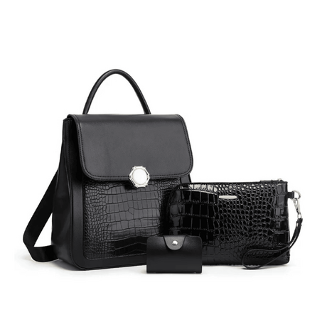 Γυναικείο σετ Σακίδιο πλάτης/τσάντα χειρός/mini πορτοφόλι Cardinal ZM 955 Black