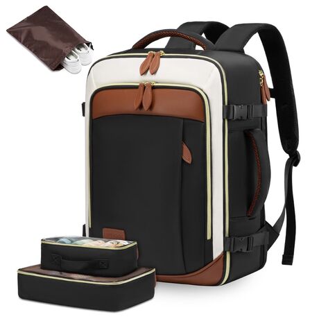 Σακίδιο Πλάτης Καμπίνας 40L με USB, Θήκες Οργάνωσης MB2213 black/beige/Brown