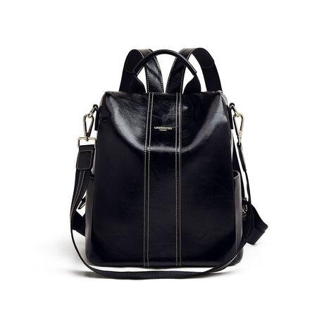 Split leather Γυναικείo Σακίδιο Πλάτης Χιαστί Laorentou 9113046L μαύρο