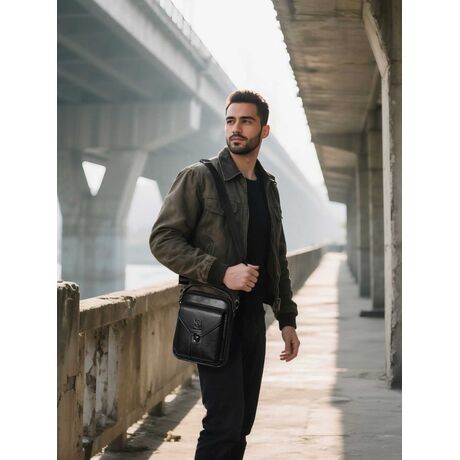 Τσαντάκι Ώμου Ανδρικό Bull Captain DJB 069 μαύρο