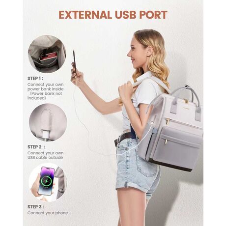 Γυναικείο Σακίδιο USB Lovevook 15,6'' MB2146 beige gray brown