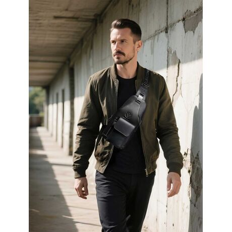 Δερμάτινη Τσάντα Στήθους Bull Captain XB 018 μαύρο