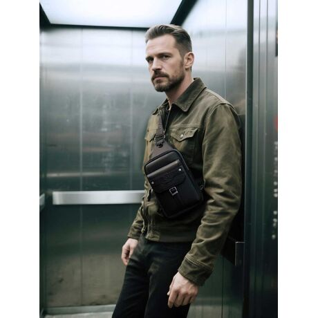 Δερμάτινο Τσαντάκι Στήθους Bull Captain XB 096 μαύρο