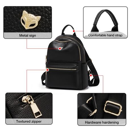 Δερμάτινo Γυναικείo Σακίδιο Πλάτης Foxer 9111059F μαύρο