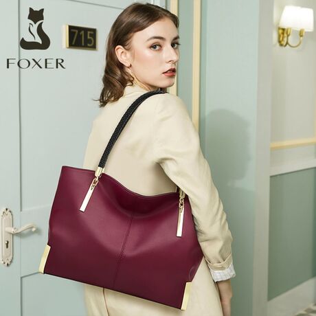 Δερμάτινη Γυναικεία Τσάντα Shopper 'Ωμου Foxer 938032F red