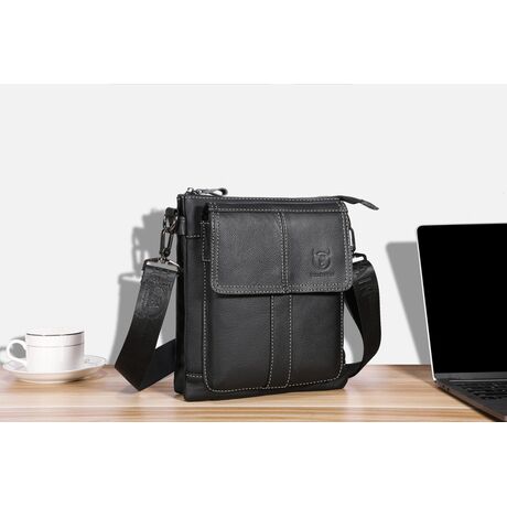 Δερμάτινο τσαντάκι ώμου Bull Captain DJB 666 μαύρο