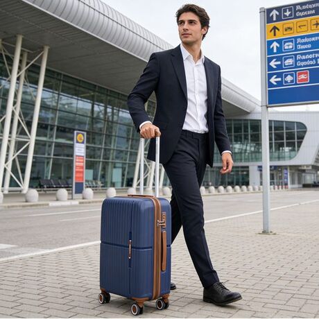Βαλίτσα σκληρή Newcom N1596 (PP) μικρή μεσαία 56x22x37 cm + 67x22,5x43 cm μπλε