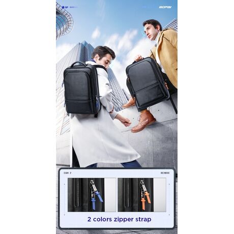 Δερμάτινο Σακίδιο πλάτης Αντικλεπτικό 24L Laptop 15,6” Bopai 61-69711 μαύρο